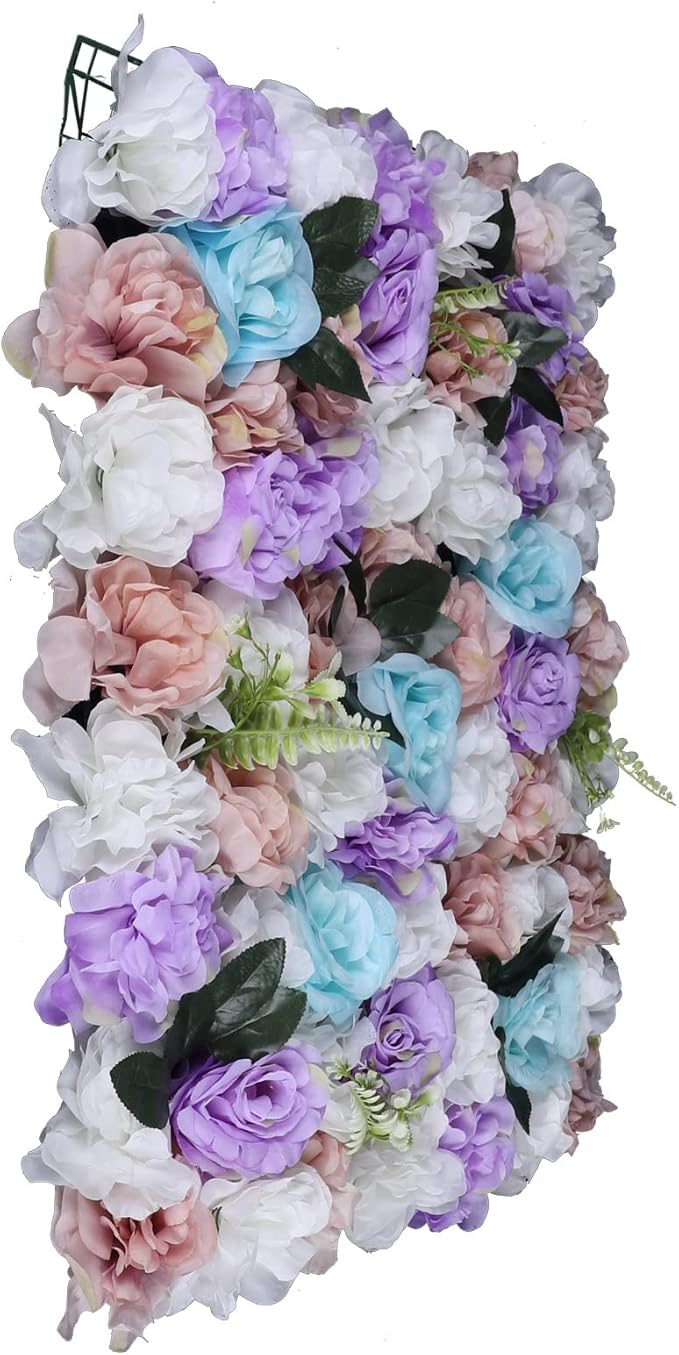 12Pcs 15.75" x 23.62x 0.79 Artificial Flower Wall Panels,Flower Wall Mat Silk Flower Panels for Outdoor Garden Backyard Fence Fence Privacy Screen and Indoor Wall Decor