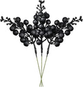 Lvydec 16pcs Christmas Glitter Berry Stems, 7.8" Artificial Christmas Picks for Christmas Tree Ornaments, DIY Xmas Wreath, Crafts, Holiday and Home Decor (Black)