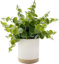 Small Fake Eucalyptus for Decorative Trays,9.5" Artificial Eucalyptus Ceramic Potted Plants for Office Desk,Faux Greenery Plant for Home Bathroom Floating Shelves Decor(Green)