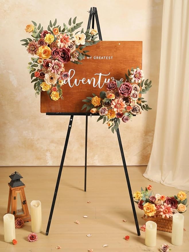 Fall Artificial Flowers, Orange Silk Fake Flowers for DIY Wedding Bridal Bouquets, Autumn Wedding Cake Flowers for Table Centerpieces Baby Shower Birthday Party Home Decorations