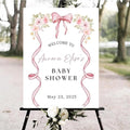 Personalized Pink Bow Baby Shower Welcome Sign, Custom Minimalist Bow Baby Girl Party Sign, Baby's Shower Gifts, Birthday Gifts, Gender Reveal Decorations, Newborn Announcement Party Supplies - 16
