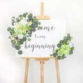 2pcs Wedding Arch Flowers,Wedding Welcome Sign,centerpieces for Tables,Reception Backdrop Table Decorations Welcome Sign(Green)