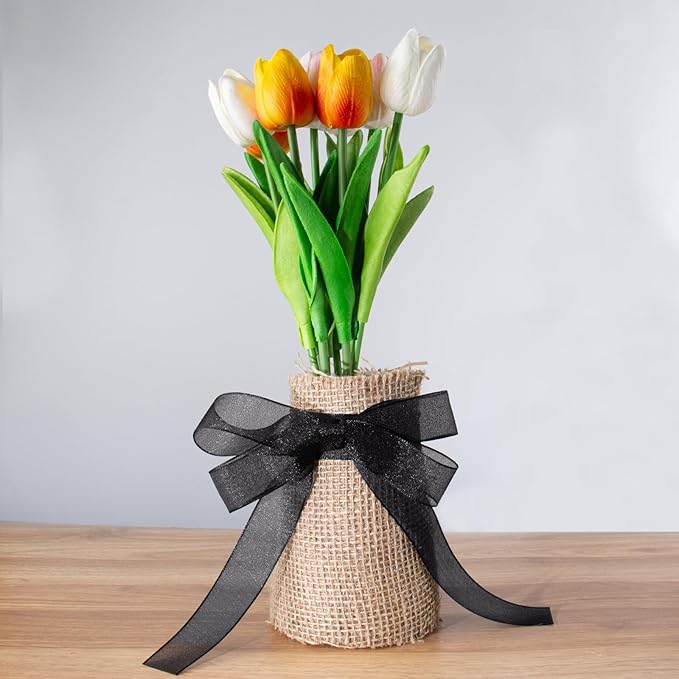 Sheer Organza Ribbon 1 Inch Chiffon Ribbons for Gift Wrapping, Flower Bouquet, 50 Yards/Roll (Black)