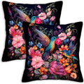 Hummingbird Throw Pillow Covers 18x18 Set of 2 | Reversible Decorative Cushion Cases for Living and Bed Room | Square Bird Pillowcases for Sofa, Couch and Outdoor