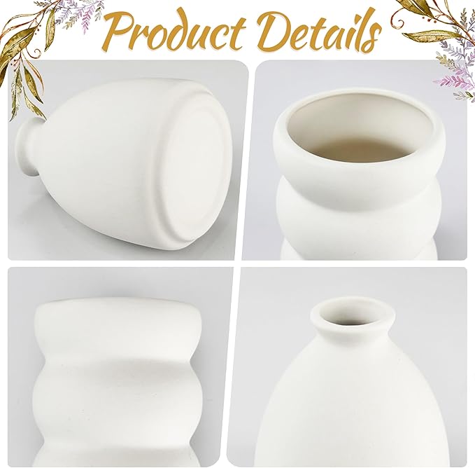 White Vases Set of 10, Small Ceramic Flower Vases Bulk Bud Vases for Wedding Table Centerpieces Decor Pampas Grass Modern Boho Home Party Decor DIY Gift