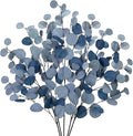 Blue Eucalyptus Stems Fake Eucalyptus Leaves 34” Long Silver Dollar Leaves 5 Pcs Silk Eucalyptus Stems for DIY Bouquet Arrangements Centerpieces Shower Decorations-Artificial Eucalyptus Spray