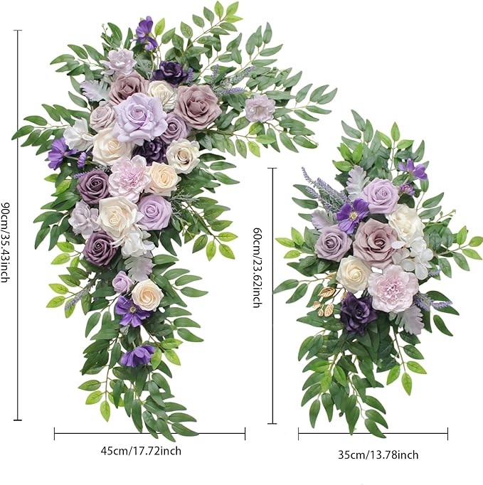 Wedding Arch, Artificial Flowers, Wedding Decor with Drapes (Set of 4)，Be Suited to Banquet, Party, Wedding Decor Ceremony and Background Decoration (Purple)