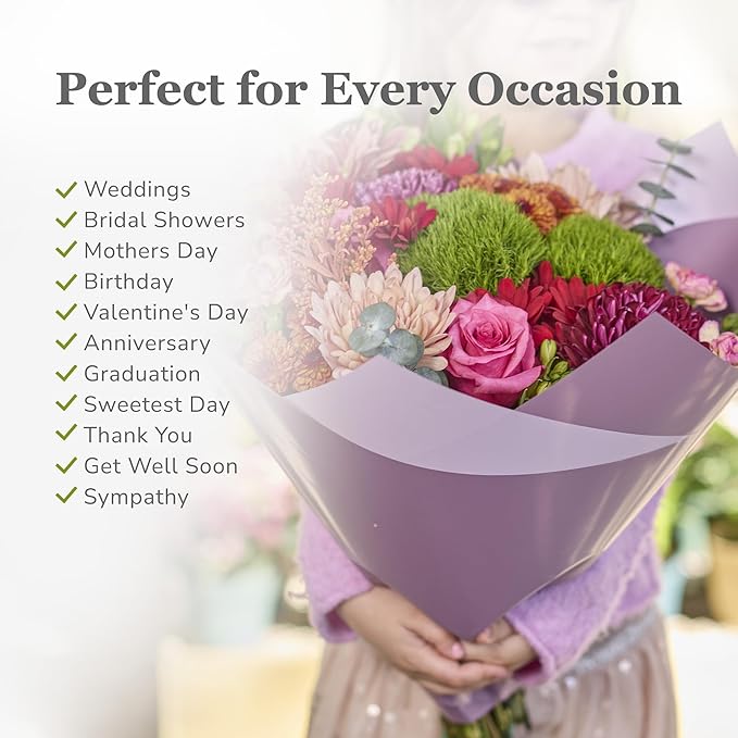the florist Supply 20 Sheets Premium Flower Wrapping Paper | Waterproof Flower Wrapping Paper for Bouquets | Double Sided Floral Bouquet Sheets | DIY Gifts Colorblend Lilac Dreams