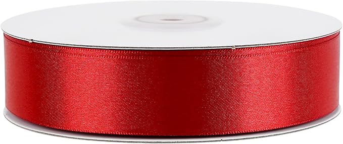 MEEDEE Red Ribbon 1 Inch Red Satin Ribbon Lux Double Faced Satin Ribbons by 50 Yards Polyester Wrapping Ribbons for Crafts, Weddings, Flower Bouquet, Holiday Decorating