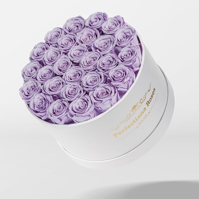 Perfectione Roses 27 Roses in a Box, Mothers Day Rose, Preserved Flowers for Her, Flowers for Delivery Birthday Gifts for Women (Lavender)