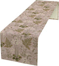 Spring Floral Table Runner, Rustic Retro Field Herbal Plant Purple Pink Wildflower Country Natural Floral Fern Print Table Cover for Indoor Outdoor Dinner Party Decor, 13x108inch