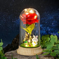 Levvohd Red Roses from Daughter for Mom Mothers Day, Beauty and The Beast Rose, with LED Light Up Plastic Rose in Dome, for Wife Grandma Christmas Day Valentine Day Birthday for Her Gift (Rabbit)