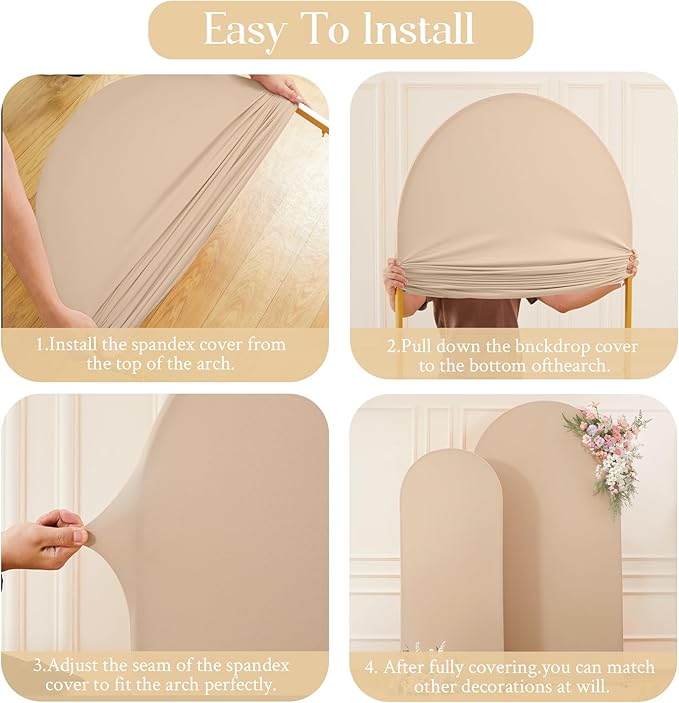Nude Arch Backdrop Cover Set of 2 Birthday Party Arch Covers 7.2 and 6ft Wedding Arch Cover Stretchy Backdrop Bridal Baby Shower Birthday Arch Covers Spandex