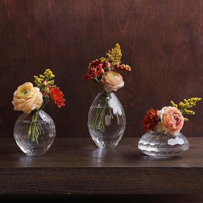 Beatriz Ball Glass Faceted Teardrop Bud Vase (Clear)