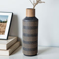 Rustic Ceramic Vase for Living Room Bedroom 11.02'' Antique Black Flower Vase for Bouquet Fake Plant Home Decor Office Table Shelf Fireplace Centerpieces Retro Vintage Classic Modern