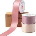 Dusty Rose Double Face Satin Ribbon 1-1/2 Inch x 45 Yards Champagne Pink/Rose Gold/Mauve Fabric Ribbon for Gift Wrapping, Flower Bouquets, Bows Making, Wedding Decor (3 Rolls *15Yd)