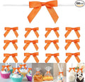 100 Pack Orange Satin Pretied Bows, 3" Satin Ribbon Twist Tie Bows for Gift Bags, Crafts, Weddings & Holidays