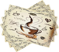 Coffee Kitchen Placemats Vintage Rustic Coffee Theme Latte Tea Cup Cappuccino Placemats Table Kitchen Dining Party 12x18 Inch Set of 6