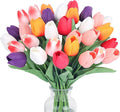 5 Color 20pcs Tulips Artificial Flowers for Real Touch Fake Tulips Slik Faux Flowers for Summer Wedding Bouquet Easter Mother's Day Home Decor (14 Inch)