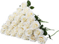 Artificial Rose Flower Ivory Flowers Ivory Roses White Roses Silk Flowers 30 pcs with Long Stem Silk Roses Bouquet for Wedding Bridal Shower Party Home Decoration