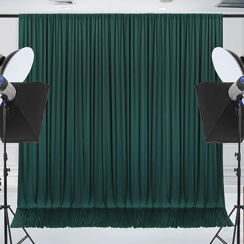10x10ft Wrinkle Free Hunter Green Backdrop Curtain for Parties Soft Fabric Drapes Wedding Dark Green Curtain Backdrop for Birthday Party Decorations Background for Photography 5x10ft,2 Panels