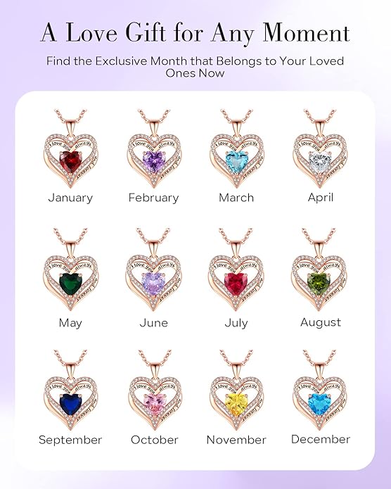 S925 Sterling Silver Necklace for Women, Wife Jewelry Rose Gold, Mom Birthday Valentines Mothers Day Gifts, Girlfriend Necklaces, Daughter Heart Jewel, Anniversary for Her