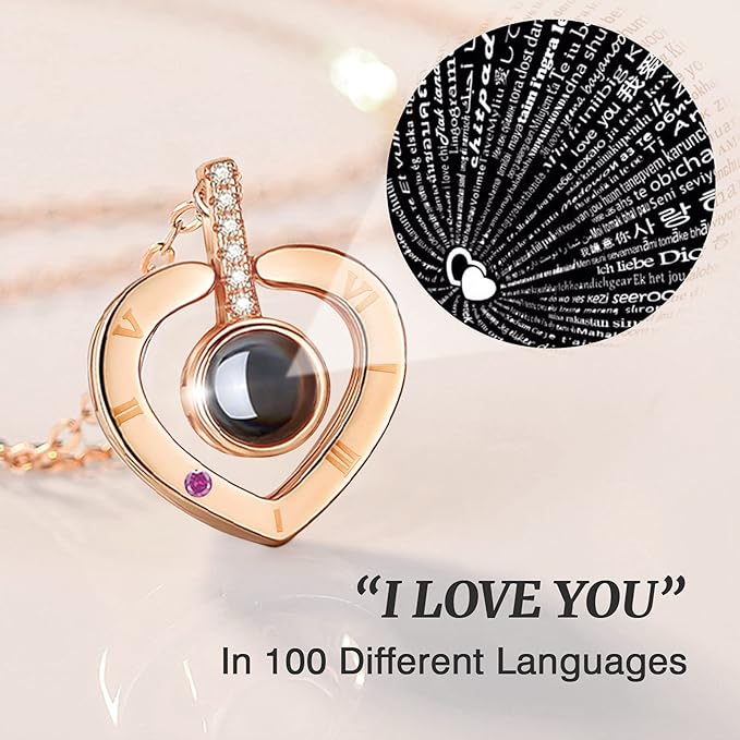 for Mom Wife Women Preserved Real Rose with I Love You Necklace in 100 Language for Her Girlfriend, White Eternal Rose Flower Gifts for Valentine's Day Birthday Anniversary