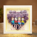 Personalized Mom Flower Shadow Box with LED Light Custom Heart Shaped Rose Flower Shadow Box Frame From The Start Best Friends Forever From The Heart Mother's Day Portrait Shadowbox Memory Gifts