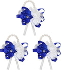 MECCANIXITY 3Pcs Wrist Corsage Artificial Flower Bracelets Rose Wrist Bride Groom Decorative for Wedding Ceremony Prom Party Anniversary Dark Blue