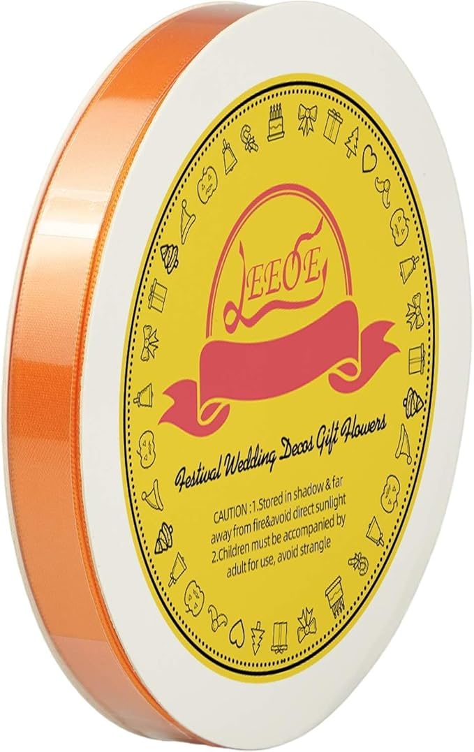 Double Face Autumn Orange Satin Ribbon 1/2 inch X 50 Yards Polyester Autumn Orange Ribbon for Gift Wrapping Very Suitable for Weddings Party Invitation Decorations and More