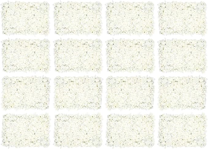 Flower Wall Panel Floral Backdrop,20Pack Flower Wall Decor,Floral Mat Silk Rose Hydrangea Background,Silk Rose Wall,Artificial Flower Backdrop Faux Flower Panel for Wedding,15.7"x 23.6"