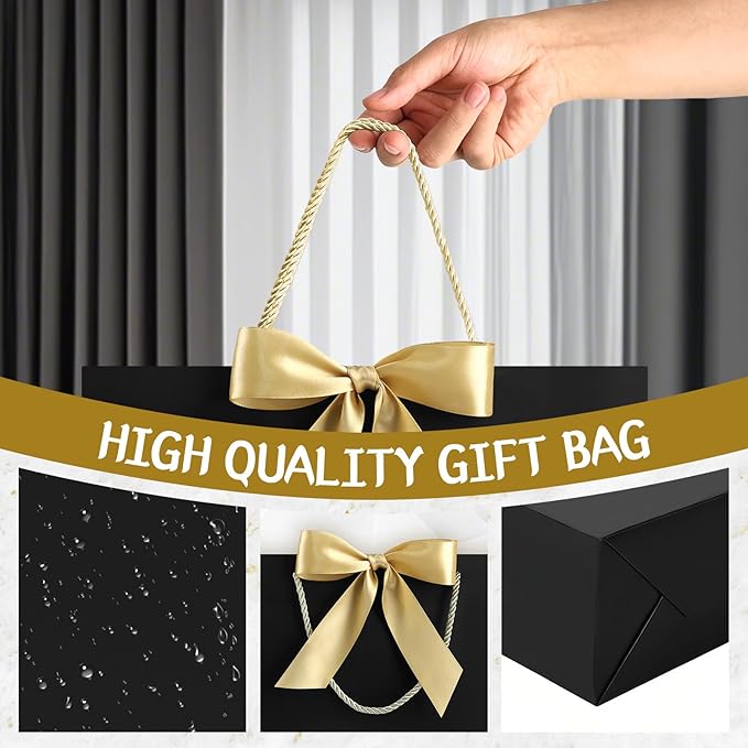 JMANNI Gift Bag, 1PCS Gift Bags Large with Ribbon and 1 Greeting Cards 2 Tissue Paper, Portable Paper Gift Bag with Handles, Birthday Gift Bags,Present Bags for Wedding Party Mothers Day