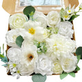 White Artificial Silk Flowers, Wedding Fake Flowers Bulk Box Set for DIY Bouquets, Cake Flowers Table Centerpieces Garland Wreaths Baby Shower Party