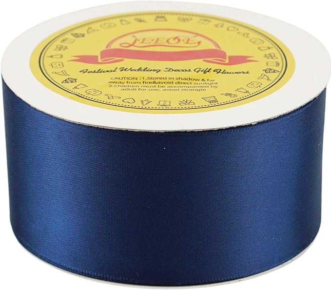 Double Face Satin Ribbon 2 inch X 25 Yards Polyester Navy Blue Ribbon for Gift Wrapping Very Suitable for Weddings Party Hair Bow Invitation Decorations and More