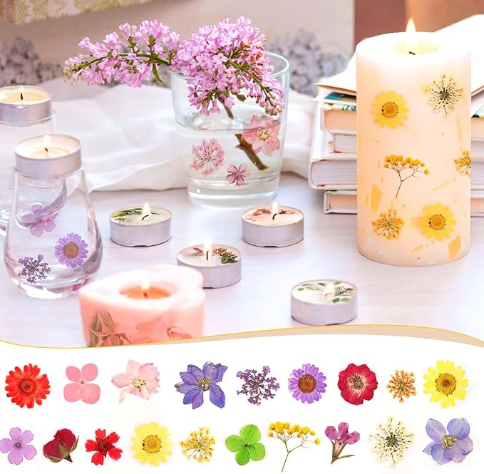 160 Pcs Dried Flowers Pressed Real Flowers for Resin, Dried Florals Natural Herbs Kit for Scrapbooking DIY Art Crafts, Jewelry Molds, Candle, Soap Making, Mother’s Day Birthday Gift