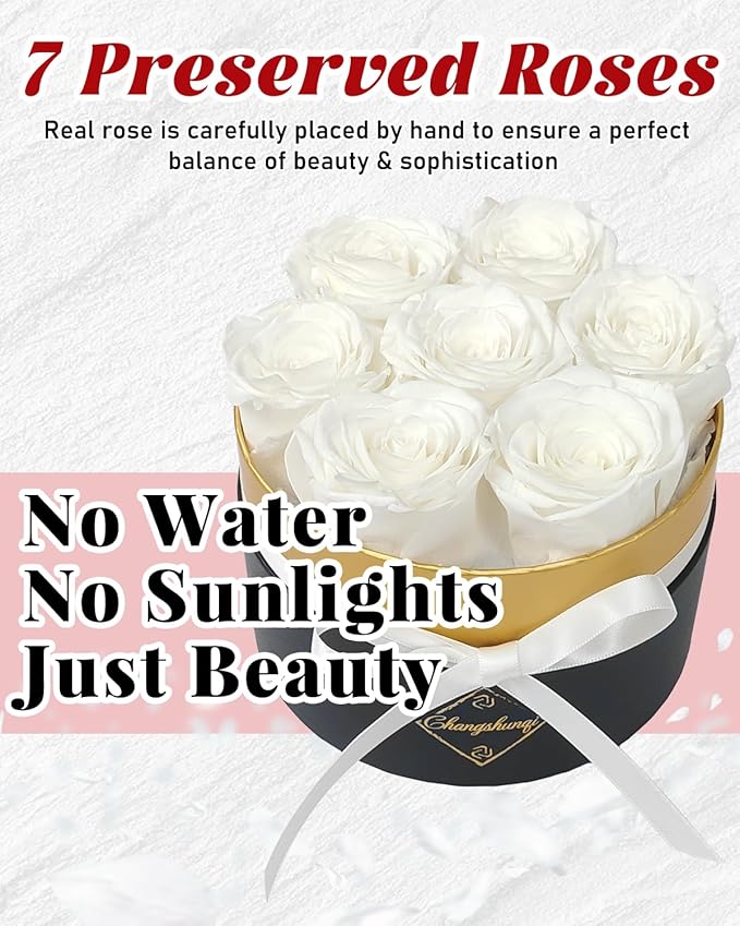 Preserved Roses, Forever Flowers in Luxury Box Preserved Flowers for Delivery, Eternal Rose Flower Long-Lasting 2-3 Years, Anniversary Rose Forever Birthday Gifts for Women Mom