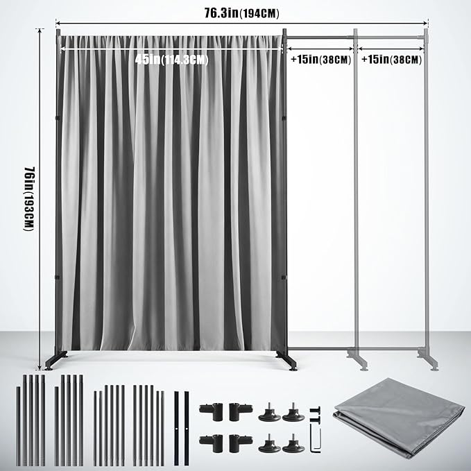 Photography Backgroud/Backdrop –Width Adjustable Thick & Opaque Fabric for Studio, Party, or Video Backdrop– Perfect for Portraits, Events, and Professional Shoots (Gray, 6FT X 6FT)