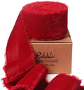 Ribbli Red Velvet Ribbon 1.5 Inch Handmade Frayed Vintage Christmas Ribbon for Gift Wrapping Christmas Tree Ornament Wreath Craft Home Decor -3 Yards