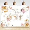 Floral Fairy 1st Birthday Backdrop for Photography Flowers Fairy Tale Tea Wonderland Princess Girl Happy First Birthday Party Background Decoration Banner Supplies Photo Booth Props 7x5ft
