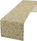 Vintage William Morris Table Runner, Yellow Lemon Fruit Peach Plant Boho Farmhouse Decor Table Runner for Kitchen Dining Home Party, 13x60 Inch