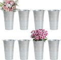 8 Pcs 10 Inch Large Galvanized Metal Vases Farmhouse French Flower Bucket Vases for Cut Flowers for Home D