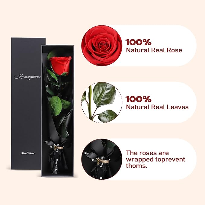 Preserved Rose Gift for Mom - Mothers Day 12'' Preserved Rose Flower Gifts with Elegant Gift Box & Bags, Large Flowers Roses for Her, Women Grandma, Girlfriend, Wife Anniversary Romantic Gift (Red)