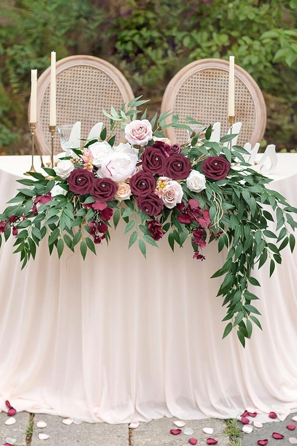 Burgundy Roses with Crystal 50PCS Artificial Rose Flowers with Stems 2.95" Burgundy Flowers Artificial Foam Roses for Bridal Shower Wedding Bouquets Centerpiece Home Table Decor