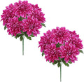 Hollyone 2Pcs Purple-Pink Artificial Dahlia Flowers with Stem Bushes 7 Heads Silk Fake Dahlias Flowers Wedding Bouquets Faux Dahlia Flower Floral Arrangements for Party Table Centerpieces Home Decor