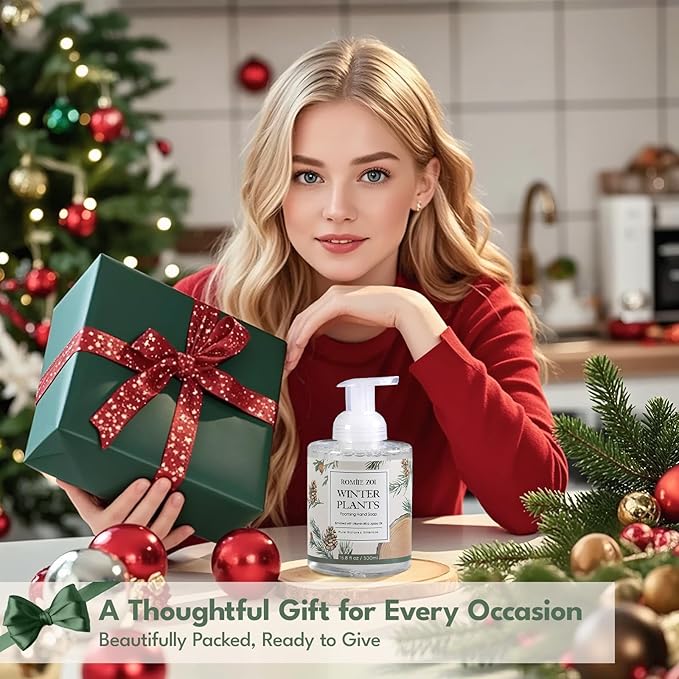 ROMIIE ZOI Christmas Foaming Hand Soap with Gift Box- Winter Plants, Infused with Winter Pine Scent - 500ml/ 16.8oz