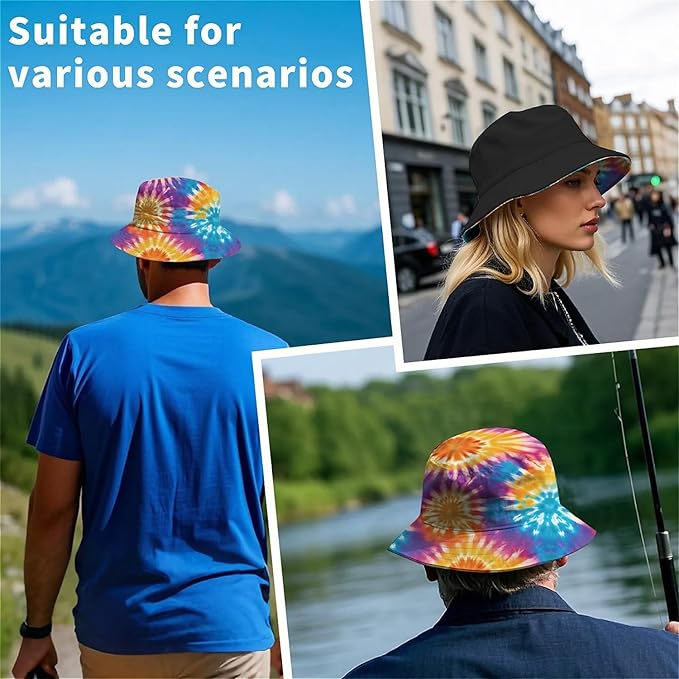 Bucket Hat for Women Men Unisex Sun Cap Packable Outdoor Fisherman Hat Headwear,Reversible Double-Side-Wear