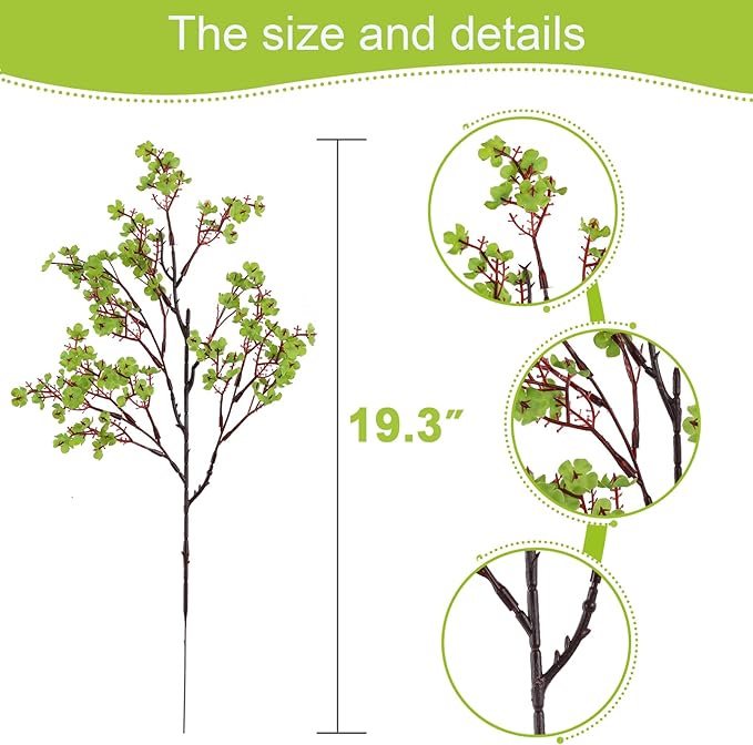 Hananona 10 Pcs Babys Breath Green Flowers Artificial Gypsophila Flowers St. Patrick's Day Fake Silk Flowers for Home Decor Spring Floral Arrangement Table Centerpieces