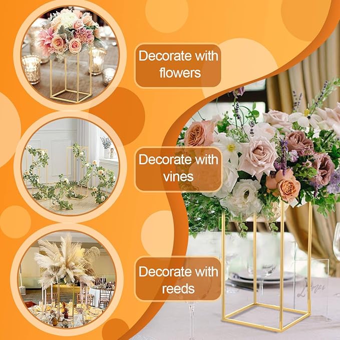 20pcs 15.7inch Gold Wedding Table Centerpiece, Wedding Flower Vase forWedding Table Decoration,Anniversary Party Event Home Decor(Gold)