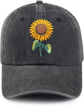 Cute Flower Hat, Elegant Floral Embroidered Adjustable Baseball Cap for Men Women, Gifts for Flower Lovers, Black