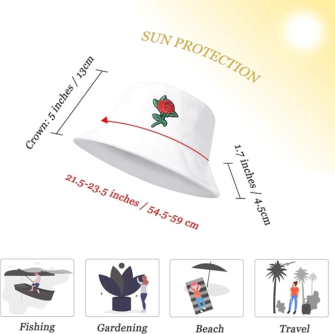 ZLYC Unisex Fashion Embroidered Bucket Hat Summer Fisherman Cap for Men Women